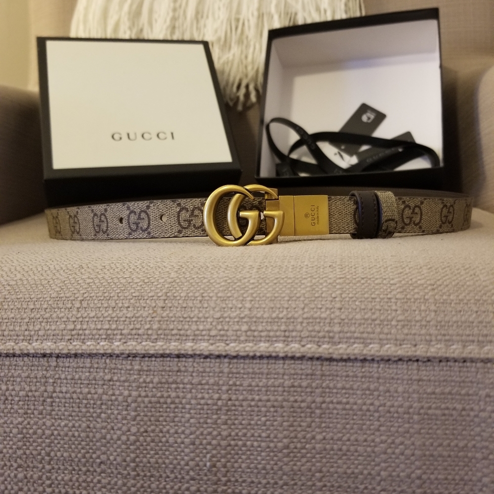 GG Thin Leather Gucci Belt Size 95IT